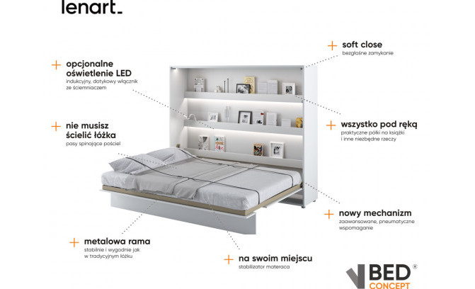 Горизонтальная настенная кровать BED CONCEPT LENART BC-04